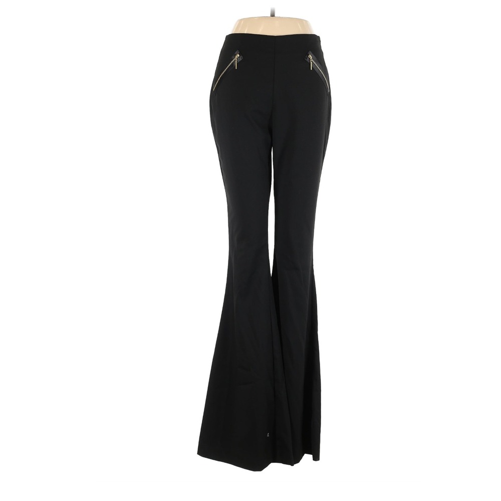 Rachel Zoe Palazzo Boot Cut Pants Black High Rise Zip Pockets Size 2